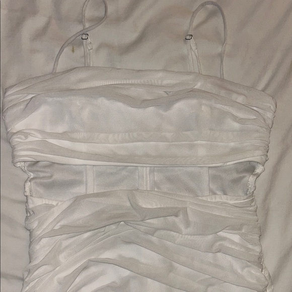 Princess Polly White Ruched Mesh cutout Dress - Picture 2 of 6